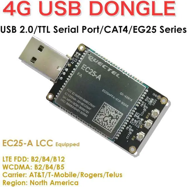 Alt view image 2 of 5 - EXVIST 4G LTE USB Dongle W/EC25-A LCC, SIM Card Slot, GPS, Carrier AT&T/T-Mobile/Rogers/Telus LTE FDD B2/B4/B12