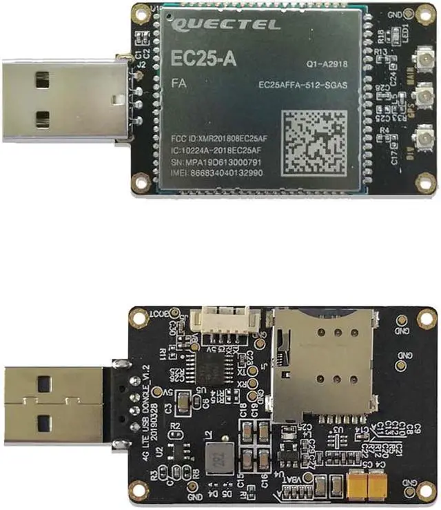 Alt view image 5 of 5 - EXVIST 4G LTE USB Dongle W/EC25-A LCC, SIM Card Slot, GPS, Carrier AT&T/T-Mobile/Rogers/Telus LTE FDD B2/B4/B12