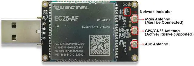 Alt view image 3 of 5 - EXVIST 4G LTE USB Dongle W/ EC25-AF LCC Modem W/SIM Card Slot/GPS Carrier Verizon/AT&T/T-Mobile/Rogers/U.S. Cellular/Telus