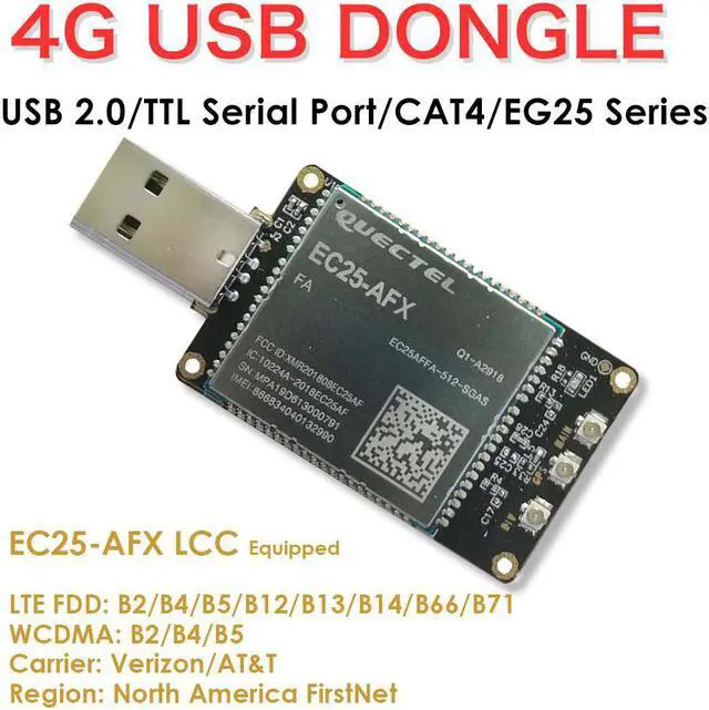 Alt view image 2 of 5 - EXVIST 4G LTE USB Dongle W/ EC25-AFX LCC Modem W/SIM Card Slot/GPS Carrier Verizon/AT&T