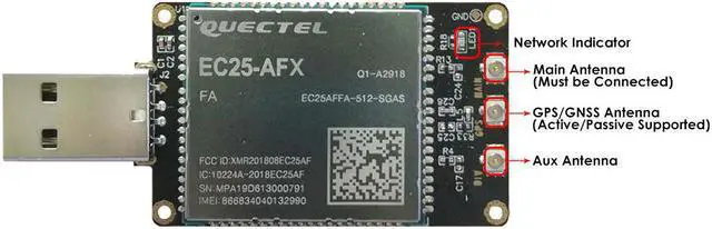 Alt view image 3 of 5 - EXVIST 4G LTE USB Dongle W/ EC25-AFX LCC Modem W/SIM Card Slot/GPS Carrier Verizon/AT&T