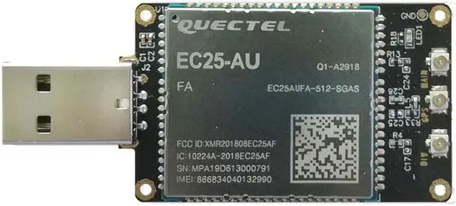 Main image of EXVIST 4G LTE USD Dongle W/ EC25-AU LCC Modem W/SIM Card Slot/GPS LTE FDD B1/B2/B3/B4/B5/B7/B8/B28