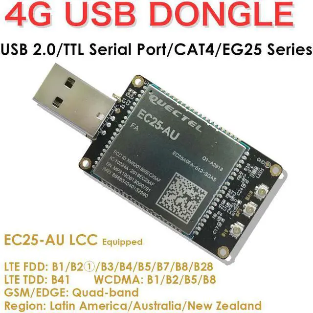 Alt view image 2 of 5 - EXVIST 4G LTE USD Dongle W/ EC25-AU LCC Modem W/SIM Card Slot/GPS LTE FDD B1/B2/B3/B4/B5/B7/B8/B28