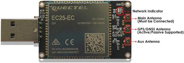 Alt view image 3 of 5 - EXVIST 4G LTE USB Dongle W/EC25-EC LCC IoT/M2M-optimized LTE Cat 4 Module W/SIM Card Slot Industrial Grade