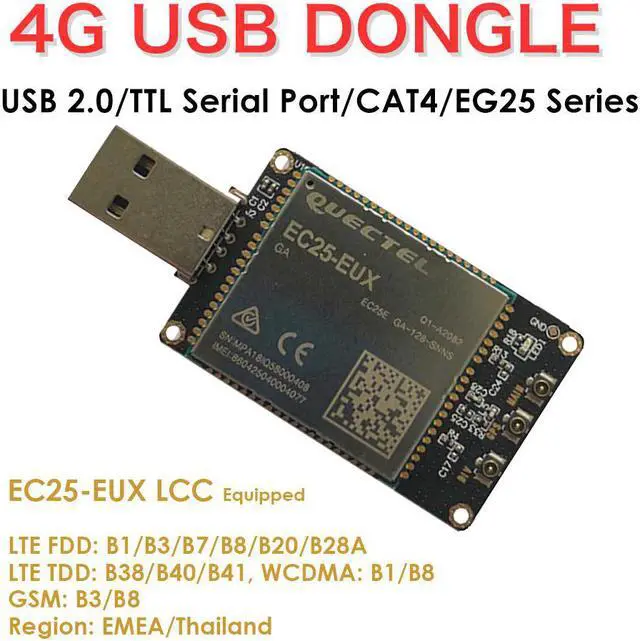 Alt view image 2 of 5 - EXVIST 4G LTE USB Dongle W/EC25-EUX LCC IoT/M2M-optimized LTE Cat 4 Module W/SIM Card Slot Industrial Grade