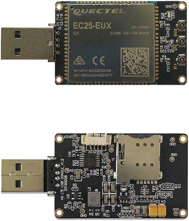 Alt view image 5 of 5 - EXVIST 4G LTE USB Dongle W/EC25-EUX LCC IoT/M2M-optimized LTE Cat 4 Module W/SIM Card Slot Industrial Grade