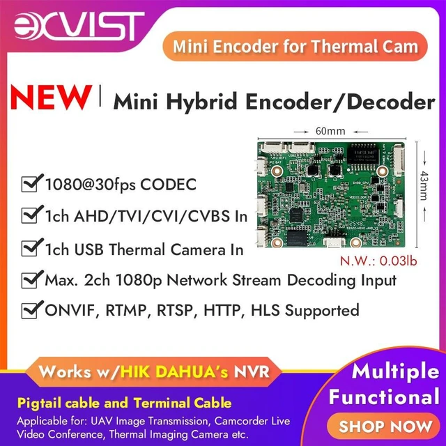 Alt view image 2 of 5 - H.265 1080P Mini Hybrid Encoder & Decoder AHD/USB + Dual IP Stream Decoding w/SD Slot, RTMP & Live Stream