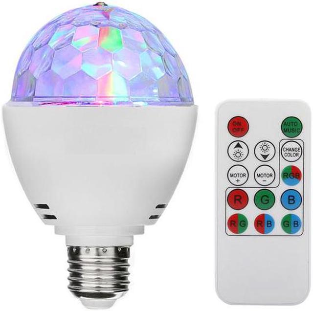 E27 RGB Crystal Ball 360° Rotating LED Stage Light Bulb Disco Party Bulb  Lamp 6W