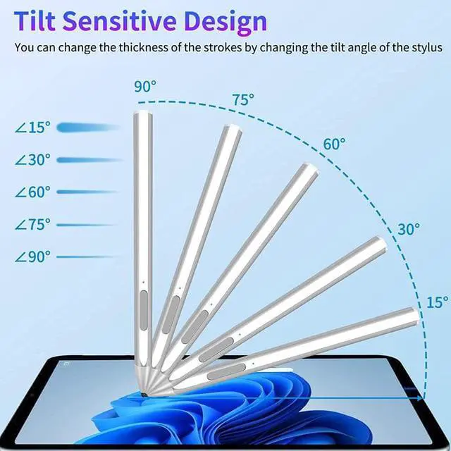 Alt view image 3 of 7 - Wsirak Surface Pen 4096 Pressure Sensitivity Active Stylus for Microsoft Surface Pro X 8 7 6 5 4 3 Laptop Book Studio Surface 3 Go Go2 Go3 Palm Rejection Touch Pencil