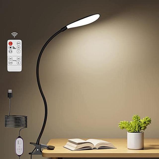 Wsirak 6W Clip On Light Table Lamp 10 Brightness LED Desk Light