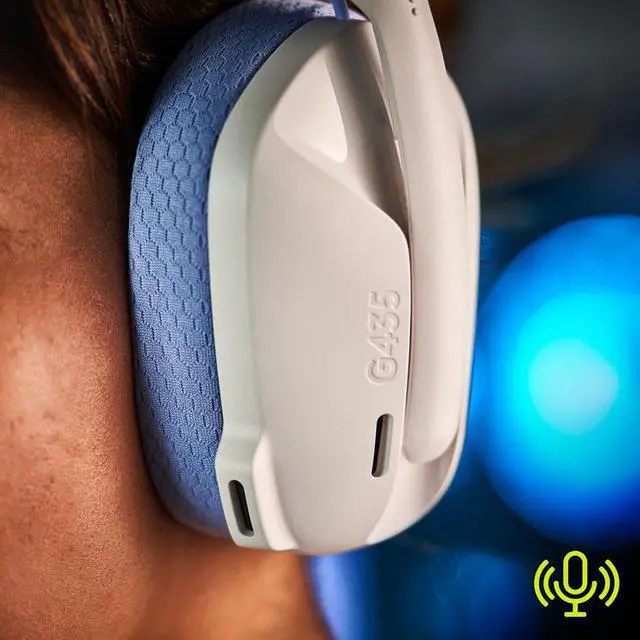 Alt view image 6 of 7 - Logitech G435 LIGHTSPEED and Bluetooth Wireless Gaming Headset Lightweight Over-ear Headphones Built-in mics White