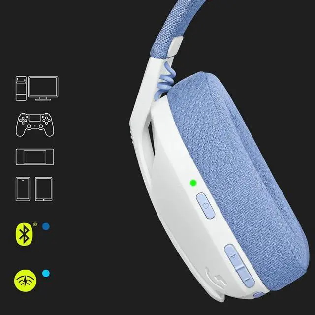 Alt view image 7 of 7 - Logitech G435 LIGHTSPEED and Bluetooth Wireless Gaming Headset Lightweight Over-ear Headphones Built-in mics White