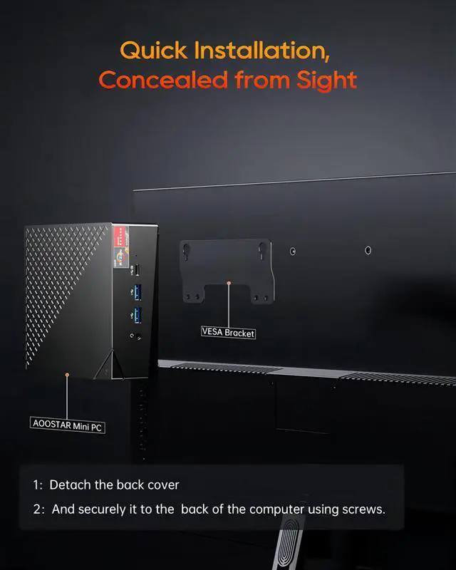 Alt view image 7 of 7 - WSIRAK aoostar MN57 Ryzen 7 5700U Mini PC 8C/16T(Up to 4.3GHz; Mini Gaming PC W11 Pro with 16GB DDR4 512G NVMe M.2 SSD,Mini Desktop PC Support 2.5G RJ45 4K Triple Display/BT 5.2/WiFi 6 for Home Office