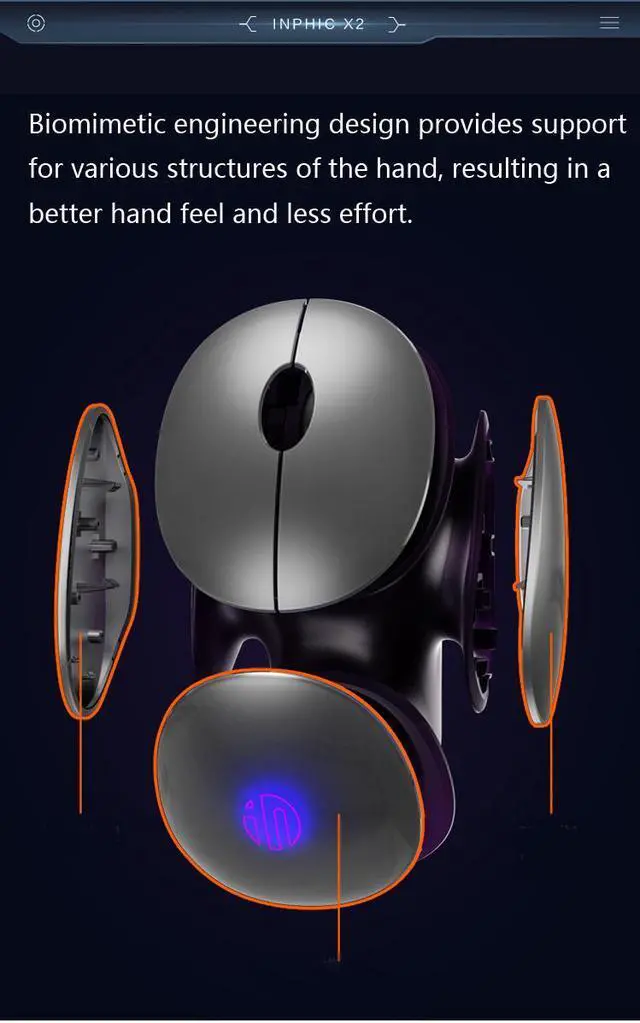 Alt view image 6 of 7 - WSIRAK X2 Wireless Mouse Three Mode Mute RGB Rechargeable Metal Science Fiction Style Gaming Mouse Pc Gamer Accessories Office