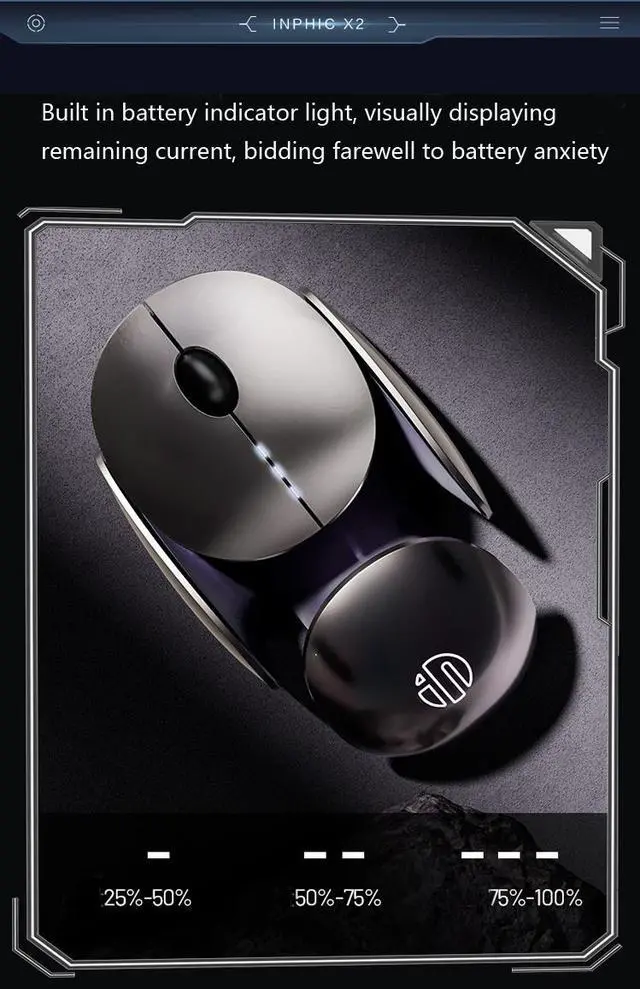 Alt view image 5 of 7 - WSIRAK X2 Wireless Mouse Three Mode Mute RGB Rechargeable Metal Science Fiction Style Gaming Mouse Pc Gamer Accessories Office