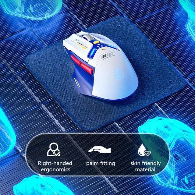 Alt view image 4 of 7 - WSIRAK IN9 Wireless Gaming Mouse 500mAh battery 10000 DPI support three connection ways bluetooth Mice computer laptop mouse White