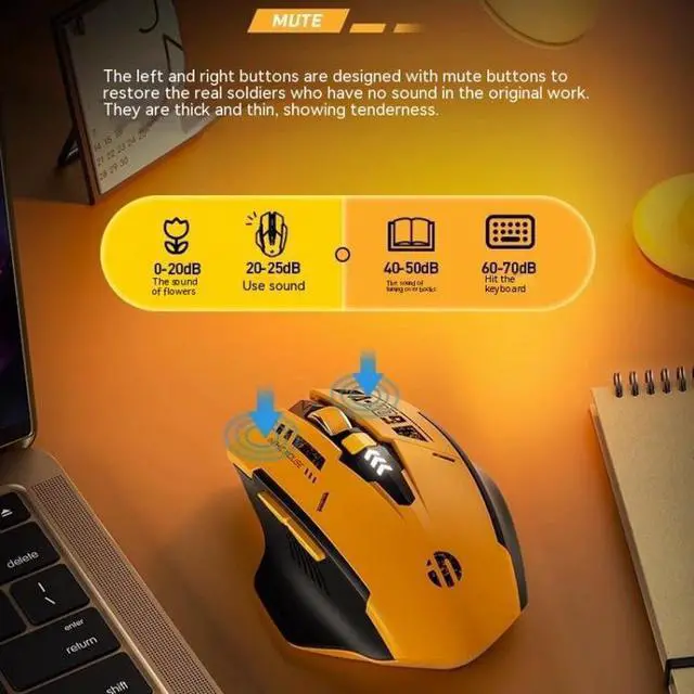 Alt view image 6 of 7 - WSIRAK A9 Bluetooth three mock examination mouse mute charging mechanical handle wireless mouse 2.4G E-sports game office mice