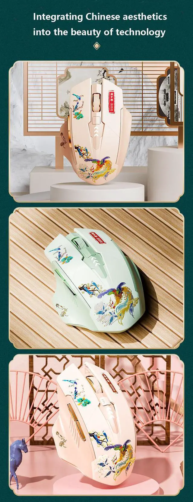 Alt view image 7 of 7 - WSIRAK A10 Bluetooth three modes mice wireless examination gaming mouse silent TYPE-C charging office game mouse