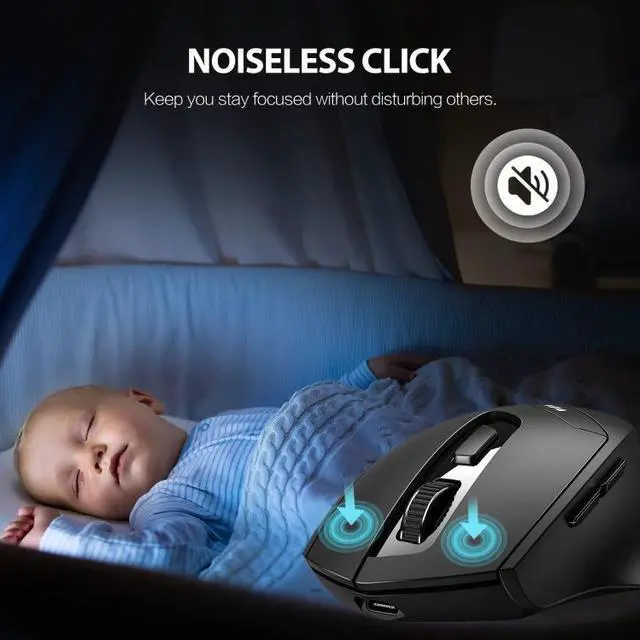 Alt view image 6 of 7 - WSIRAK DR1 Bluetooth Mouse Three Modes 2.4G Wireless Gaming Mouse TYPE-C Charging Computer Laptop Office Home Game Mice