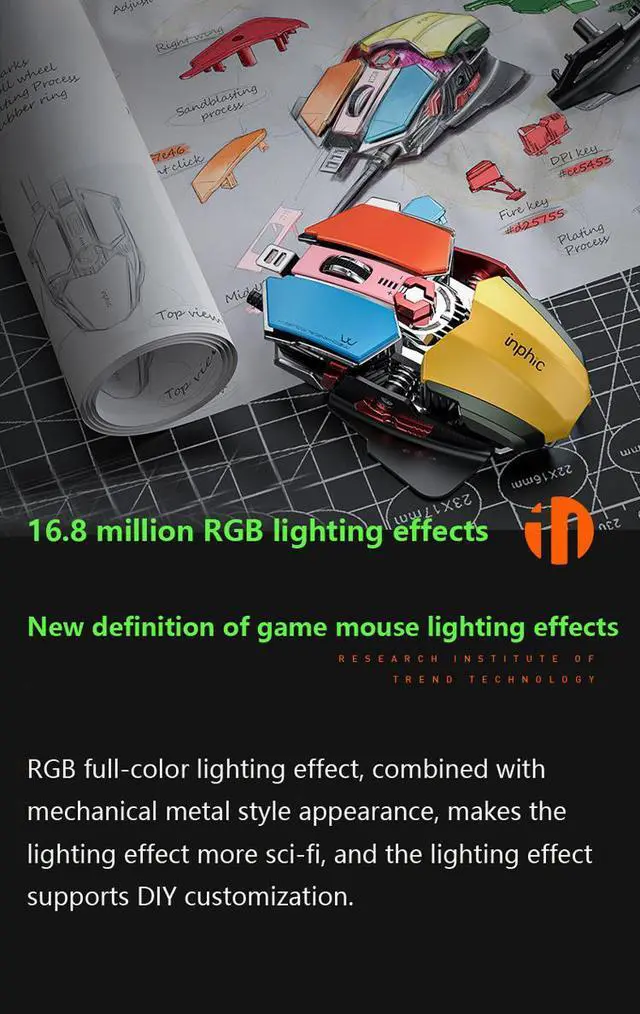 Alt view image 2 of 7 - WSIRAK PG6 Wired Mouse Esports Game Mice Hardware Macro RGB Glowing Mouse Office USB Desktop Laptop Gaming Mouse