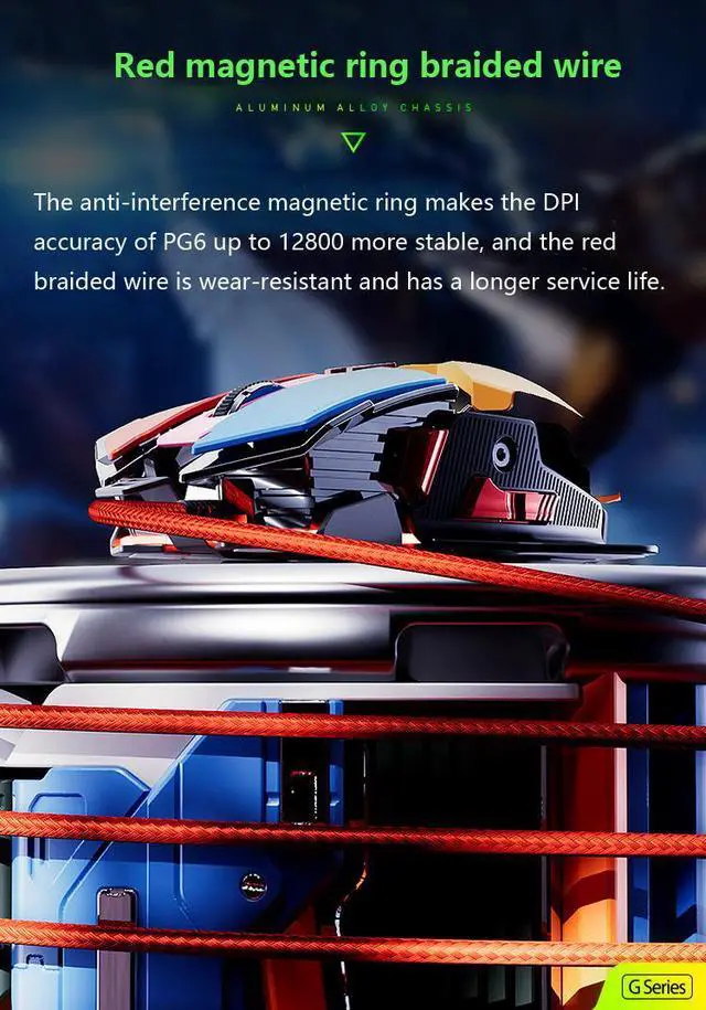 Alt view image 6 of 7 - WSIRAK PG6 Wired Mouse Esports Game Mice Hardware Macro RGB Glowing Mouse Office USB Desktop Laptop Gaming Mouse