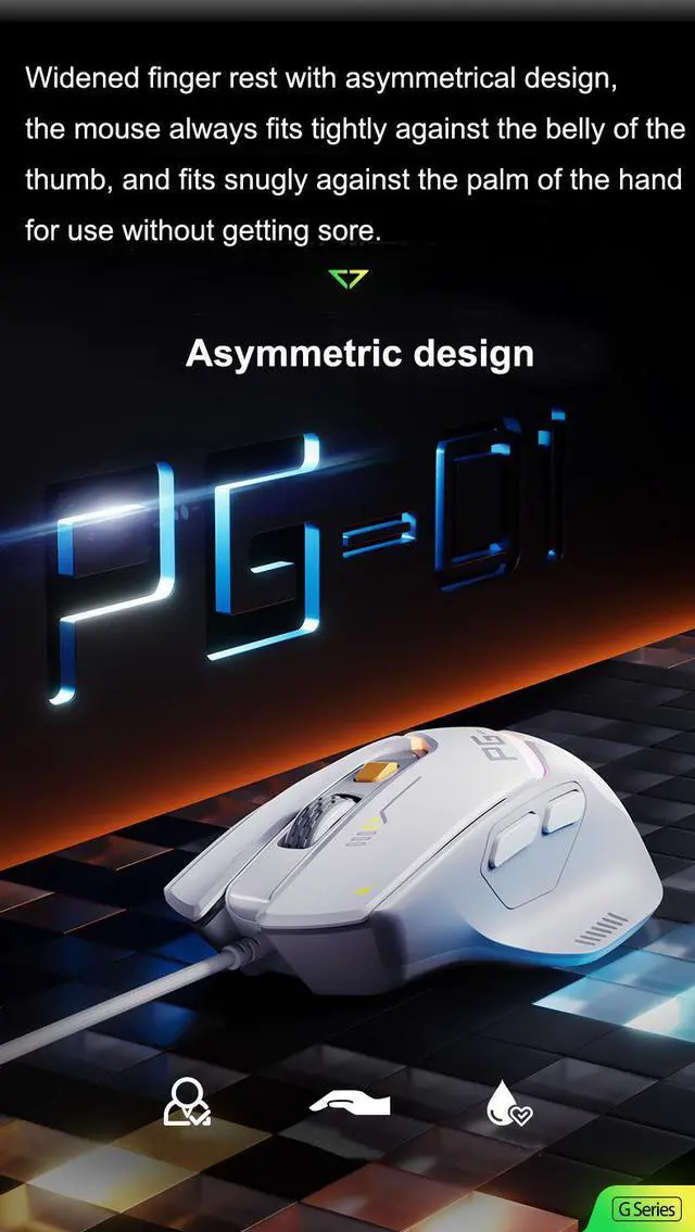 Alt view image 5 of 7 - WSIRAK inphic PG1 wired mouse esports game specific RGB glowing hardware macro mouse laptop office mouse