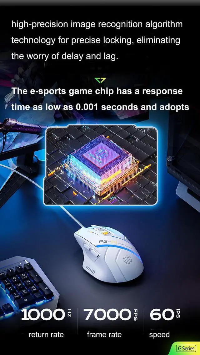 Alt view image 3 of 7 - WSIRAK inphic PG1 wired mouse esports game specific RGB glowing hardware macro mouse laptop office mouse
