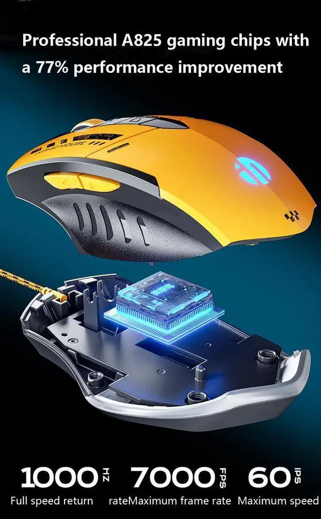 Alt view image 3 of 6 - WSIRAK W6 Wired Mouse E-sport Gaming Mouse RGB LED Backlight Mechanical Mouse For Laptop Computer Office Home Gamers