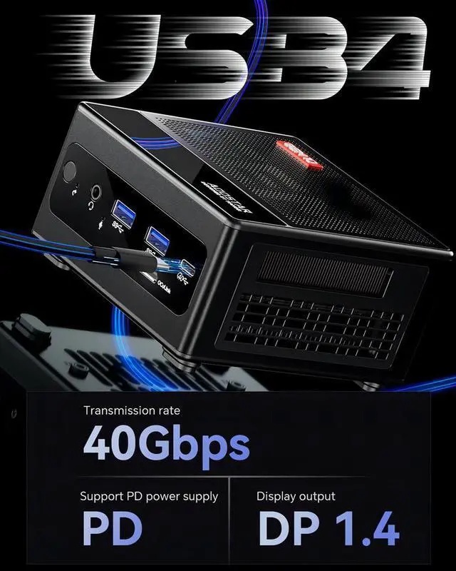 Alt view image 4 of 7 - WSIRAK AOOSTAR GEM10 AMD Ryzen 7 6800H Mini PC with WIN 11 PRO/ 3* NVME/Oculink/2*2.5G LAN 32G RAM / 512G SSD