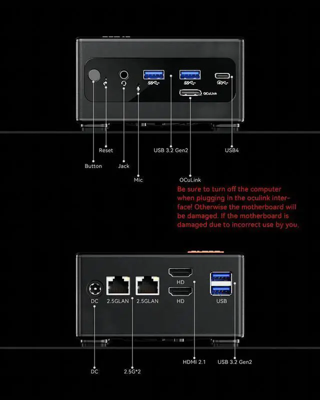 Alt view image 6 of 7 - WSIRAK AOOSTAR GEM10 AMD Ryzen 7 6800H Mini PC with WIN 11 PRO/ 3* NVME/Oculink/2*2.5G LAN 32G RAM / 512G SSD