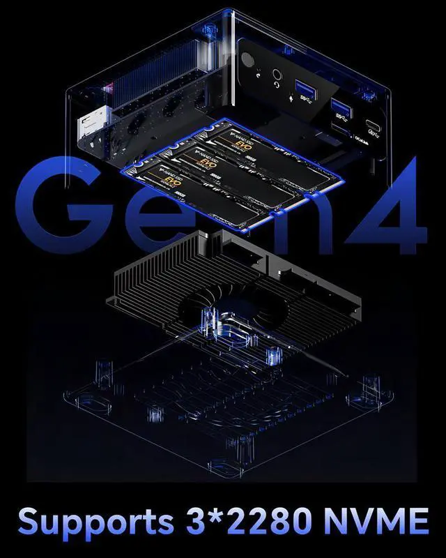 Alt view image 3 of 7 - WSIRAK AOOSTAR GEM10 AMD Ryzen 9 7940HS Mini PC with WIN 11 PRO/ 3* NVME/Oculink/2*2.5G LAN 32GB RAM