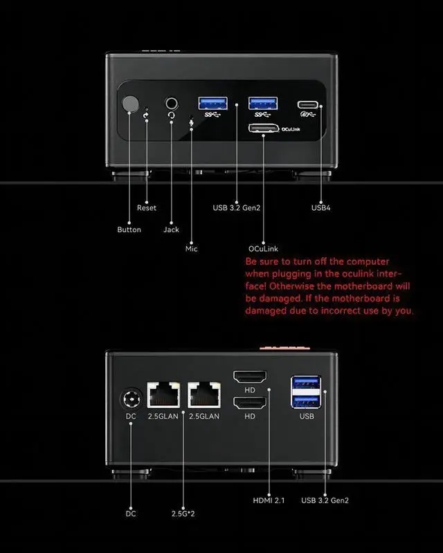 Alt view image 4 of 7 - WSIRAK AOOSTAR GEM10 AMD Ryzen 9 7940HS Mini PC with WIN 11 PRO/ 3* NVME/Oculink/2*2.5G LAN 32GB RAM 32G RAM / 512G SSD