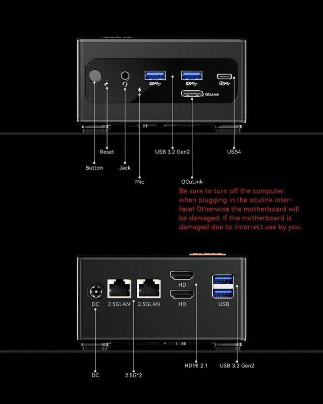 Alt view image 6 of 6 - WSIRAK AOOSTAR GEM10 AMD Ryzen 7 7840HS Mini PC with WIN 11 PRO/ 3* NVME/Oculink/2*2.5G LAN 32G RAM / 1T SSD