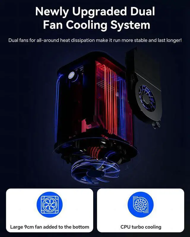 Alt view image 2 of 5 - Wsirak AOOSTAR R7 2 Bay 40T NAS Storage AMD Ryzen 7 5825U Mini PC(8C/16T; up to 4.5GHz)-Black
