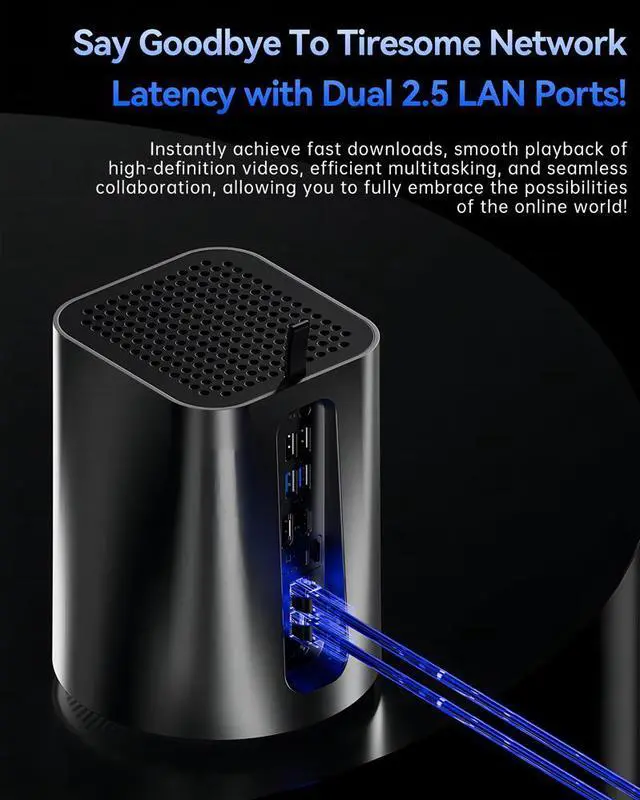 Alt view image 3 of 5 - Wsirak AOOSTAR R7 2 Bay 40T NAS Storage AMD Ryzen 7 5825U Mini PC(8C/16T; up to 4.5GHz)-Black 16GB RAM / 512GB SSD