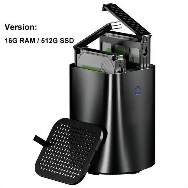 Main image of Wsirak AOOSTAR R7 2 Bay 40T NAS Storage AMD Ryzen 7 5825U Mini PC(8C/16T; up to 4.5GHz)-Black 16GB RAM / 512GB SSD