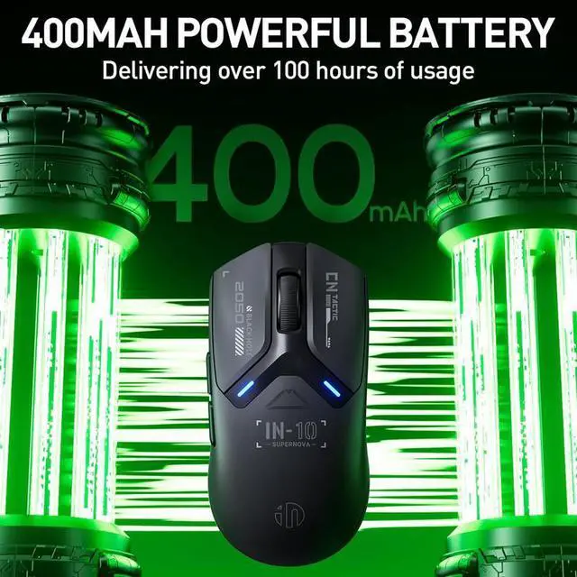 Alt view image 5 of 7 - Wsirak IN10 Superlight Wireless Gaming Mouse 8K Polling Rate 26,000 DPI Tri-Mode PAW3395 Sensor Fully Programmable