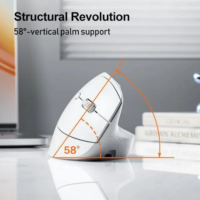 Alt view image 4 of 6 - Wsirak X9 Vertical Wireless Mouse Ergonomic Charging Silent Computer Office Silent 2.4G Wireless Vertical Mouse Pink