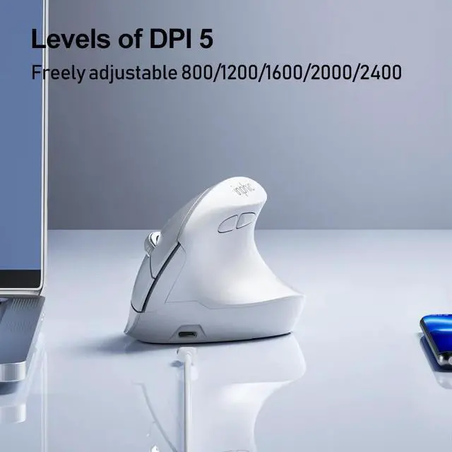 Alt view image 5 of 6 - Wsirak X9 Vertical Wireless Mouse Ergonomic Charging Silent Computer Office Silent 2.4G Wireless Vertical Mouse Pink