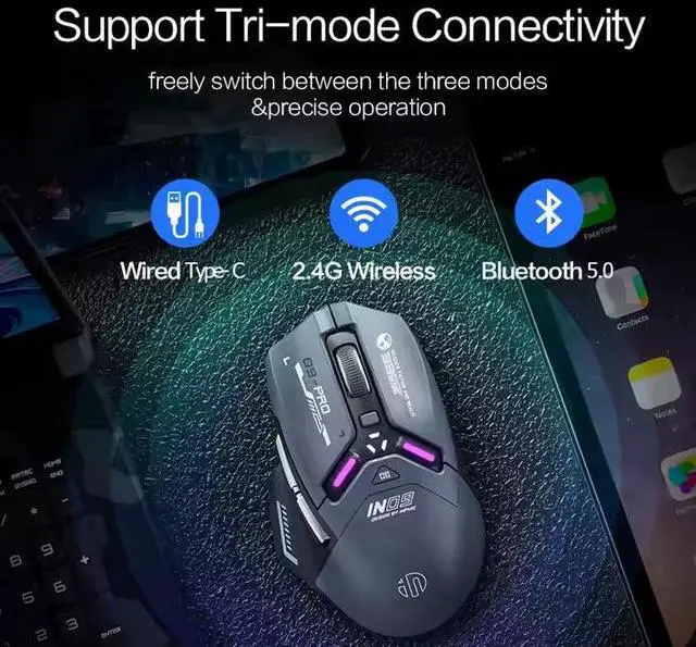Alt view image 5 of 6 - Wsirak Triple Mode IN9PRO 3395 Wireless Gaming Mouse Wired Mechanical Esports Gaming Macro Laptop Mouse with 8K Receiver
