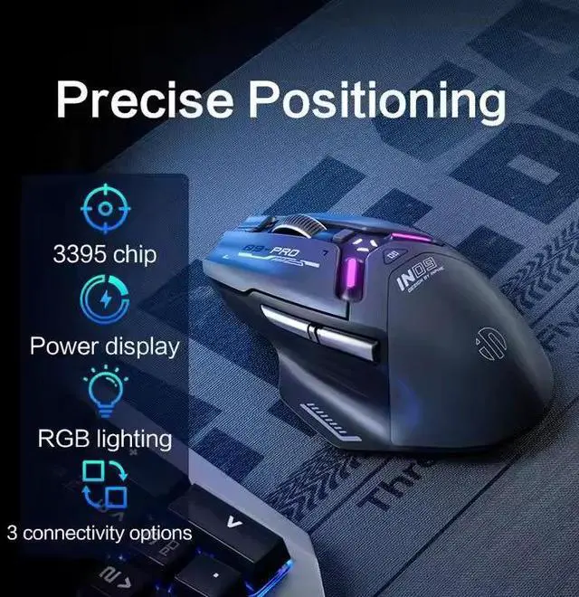 Alt view image 4 of 6 - Wsirak Triple Mode IN9PRO 3395 Wireless Gaming Mouse Wired Mechanical Esports Gaming Macro Laptop Mouse with 8K Receiver