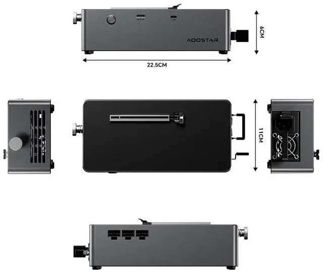 Alt view image 6 of 6 - Wsirak Aoostar AG02 EGPU Dock with OCulink/USB4 Port,Built-in 800W Power Supply