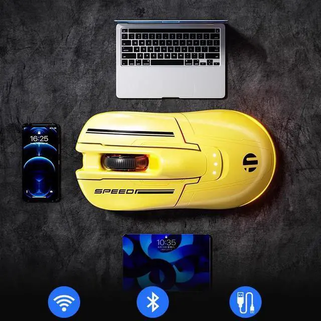 Alt view image 4 of 6 - Wsirak HyperBee Wireless and Wired Gaming Mouse Rechargeable Battery Computer Laptop Mouse Yellow