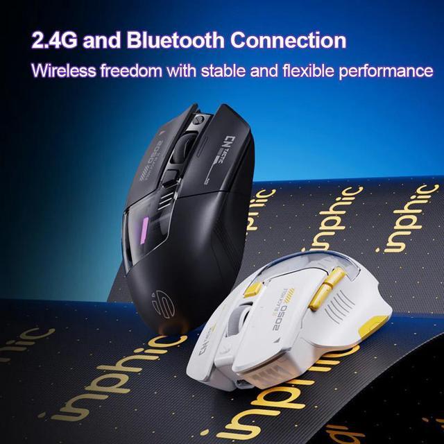Alt view image 5 of 5 - Wsirak A9 Explorer Bluetooth and 2.4G Wireless Mouse Rechargeable Gaming Mouse Computer Laptop Mice White