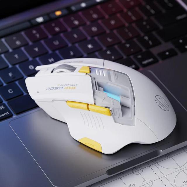 Alt view image 4 of 5 - Wsirak A9 Explorer Bluetooth and 2.4G Wireless Mouse Rechargeable Gaming Mouse Computer Laptop Mice White