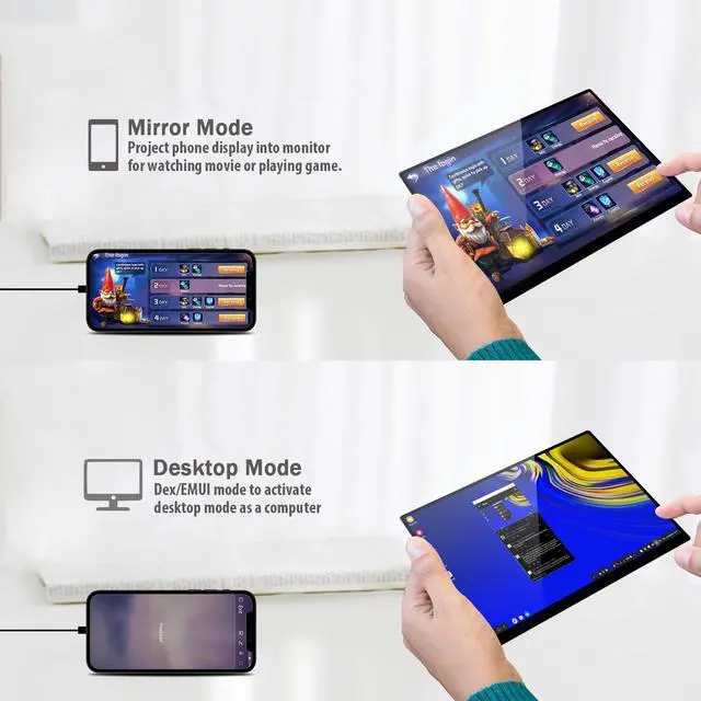 Alt view image 3 of 7 - ZEUSLAP Z10T 10.5 Inch Touchscreen Portable Monitor, 1280P FHD 100% sRGB IPS Screen Display Portable Sub Monitor for Office, School, Travel laptop mini pc computer Switch PS4 PS5 Raspberry Pi