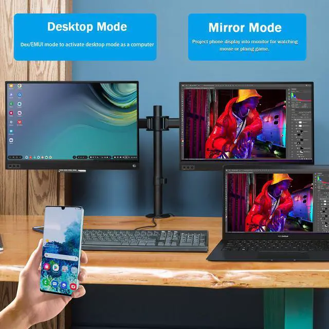 Alt view image 3 of 7 - ZEUSLAP P15A 15.6 Inch Portable Monitor(60Hz), 1920x1080 Full HD IPS Portable Screen with HDMI-compatible + USB-C Ports for Laptop, MacBook Pro, PC, Switch, Xbox, PS4, Smartphone