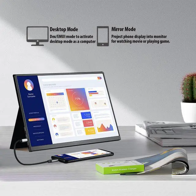 Alt view image 4 of 6 - ZEUSLAP Z14P 14 Inch Ultrathin FHD Portable Gaming Monitor, Full HD IPS Screen with Usb-C + HDMI-Compatible Ports for Nintendo Switch PS4 PS5 XBOX ect.