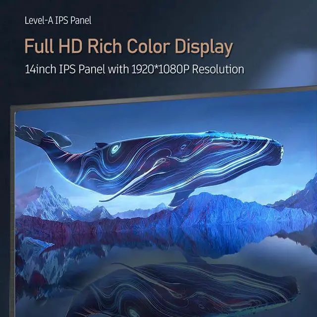 Alt view image 2 of 6 - ZEUSLAP Z14P 14 Inch Ultrathin FHD Portable Gaming Monitor, Full HD IPS Screen with Usb-C + HDMI-Compatible Ports for Nintendo Switch PS4 PS5 XBOX ect.