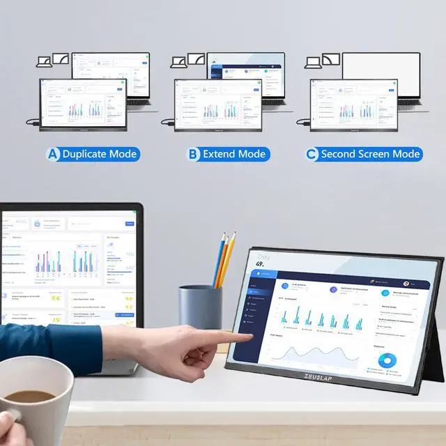 Alt view image 5 of 6 - ZEUSLAP Z14P 14 Inch Ultrathin FHD Portable Gaming Monitor, Full HD IPS Screen with Usb-C + HDMI-Compatible Ports for Nintendo Switch PS4 PS5 XBOX ect.